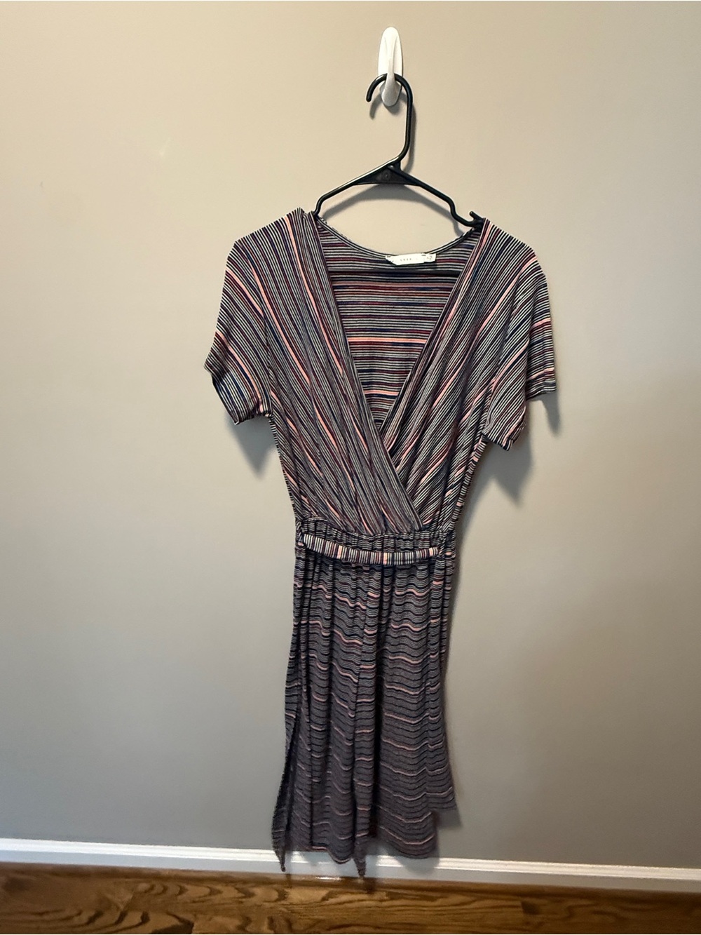 Lush Striped V-Neck Short Sleeve romper Onesie - Multi-Color - S